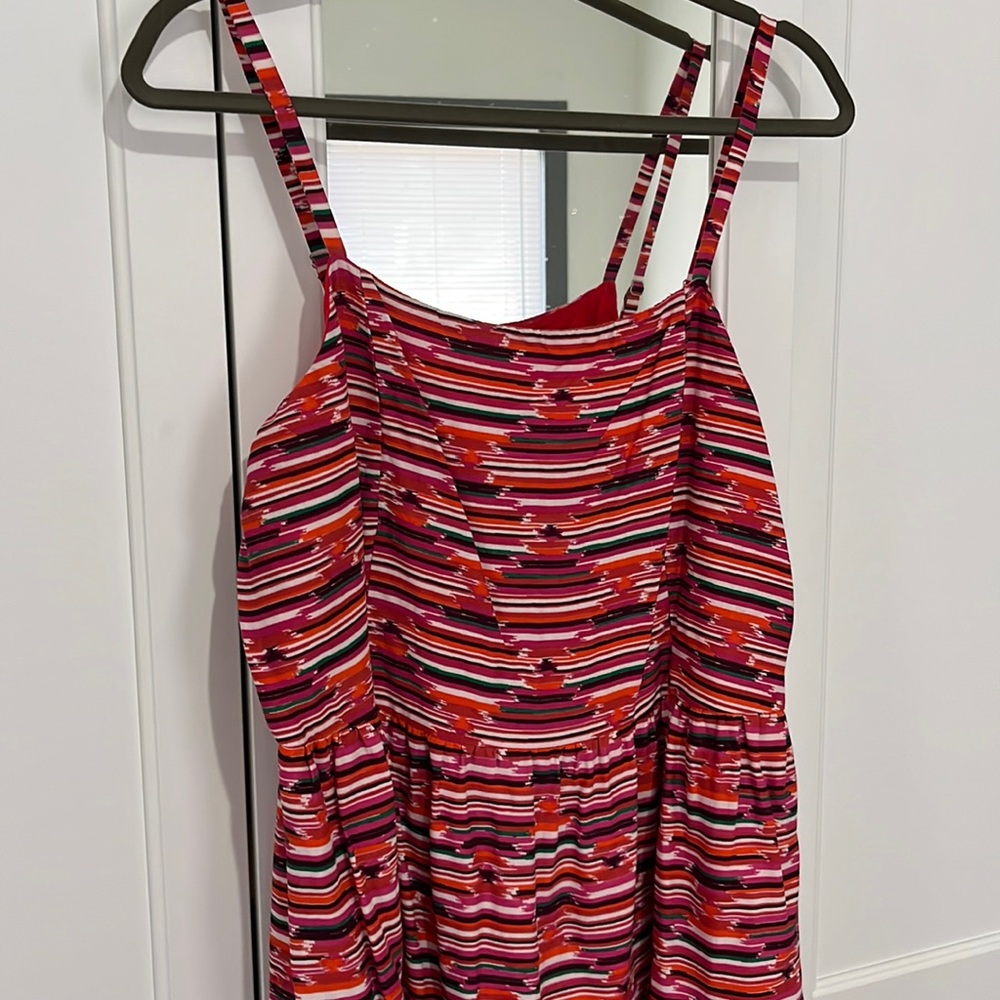 Smocked back sundress with adjustable straps, LOFT size 12